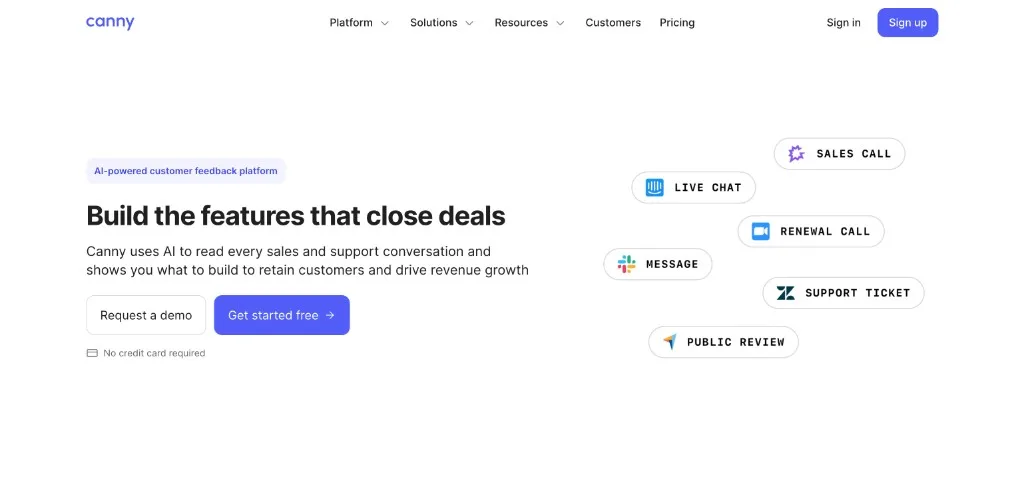 Canny AI-powered customer feedback platform
