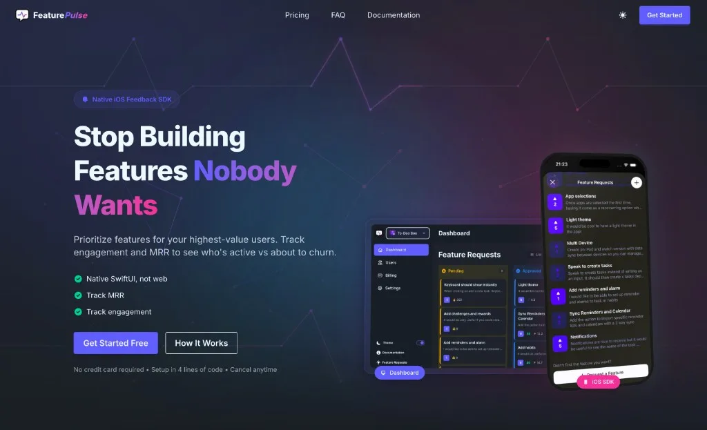 FeaturePulse native SwiftUI feedback SDK